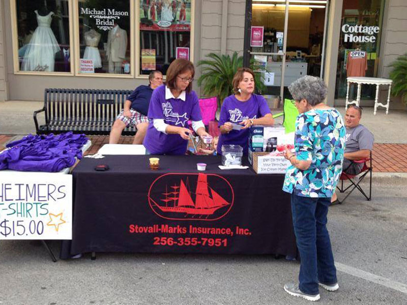 Stovall Marks Insurance booth at Walk to End Alzheimers event.